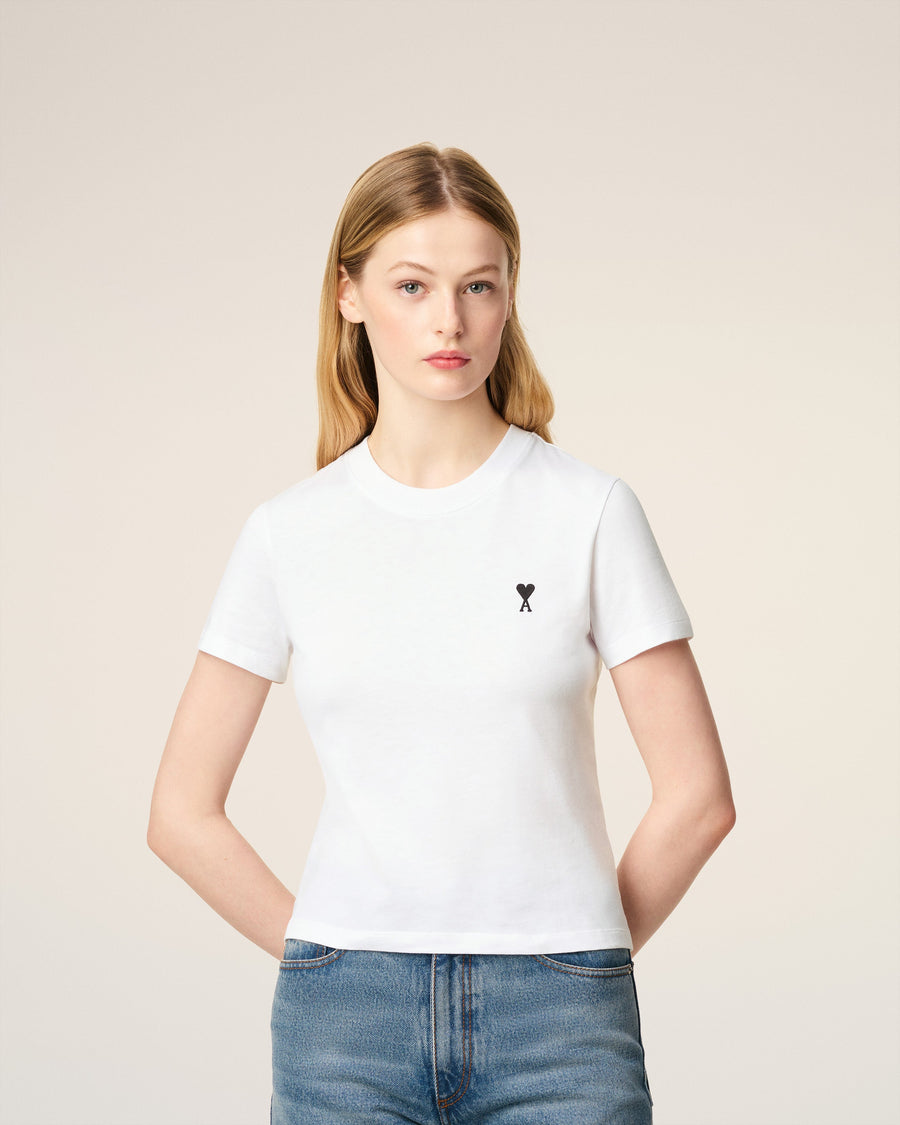White Cotton Cropped Ami De Coeur T-shirt