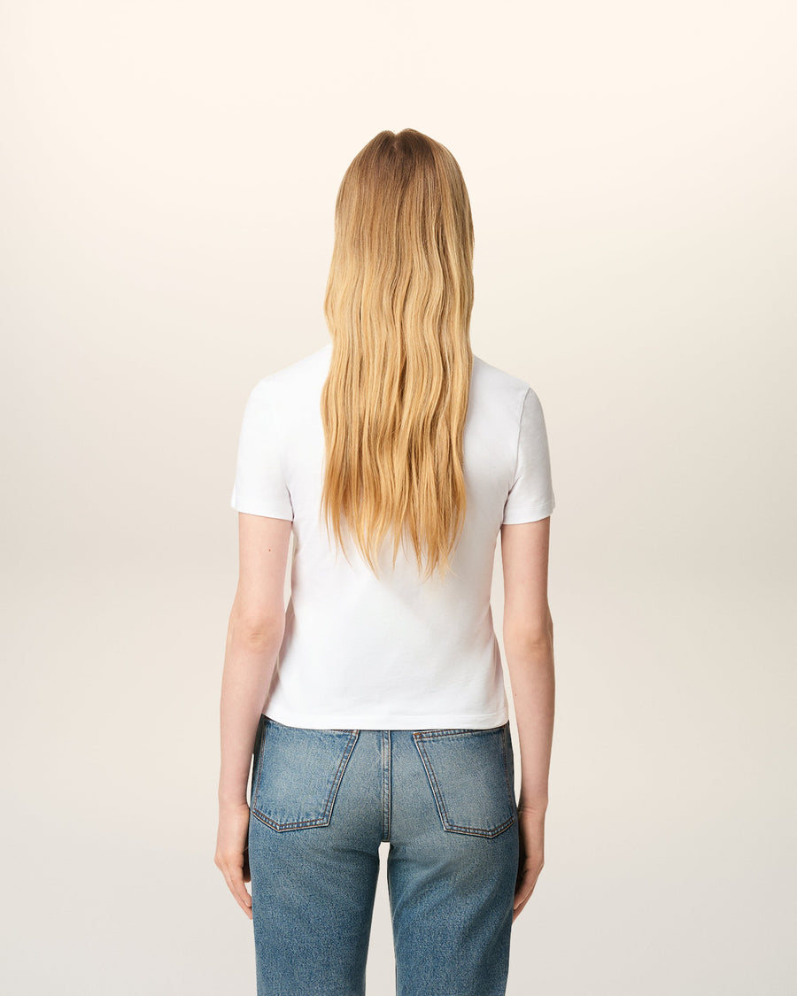 White Cotton Cropped Ami De Coeur T-shirt