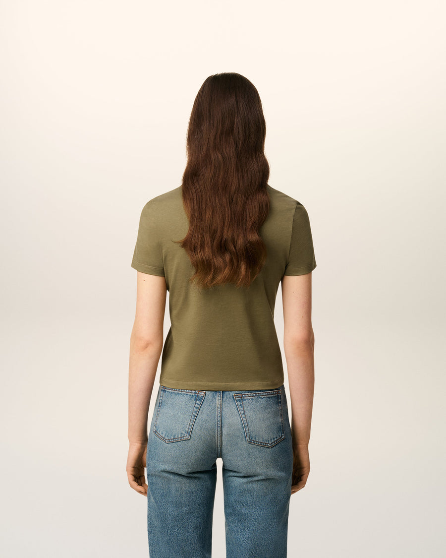 Green Cotton Cropped Ami De Coeur T-shirt