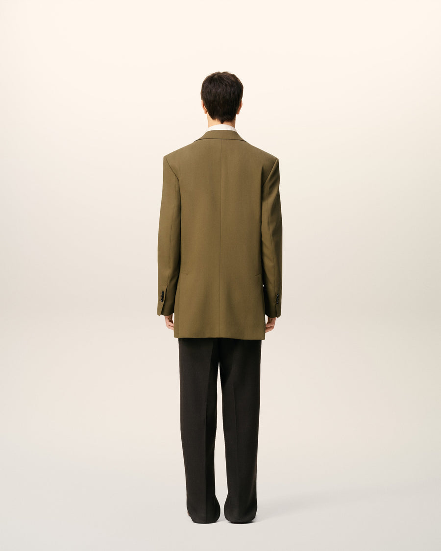 Green Wool Loose Double Breasted Jacket
