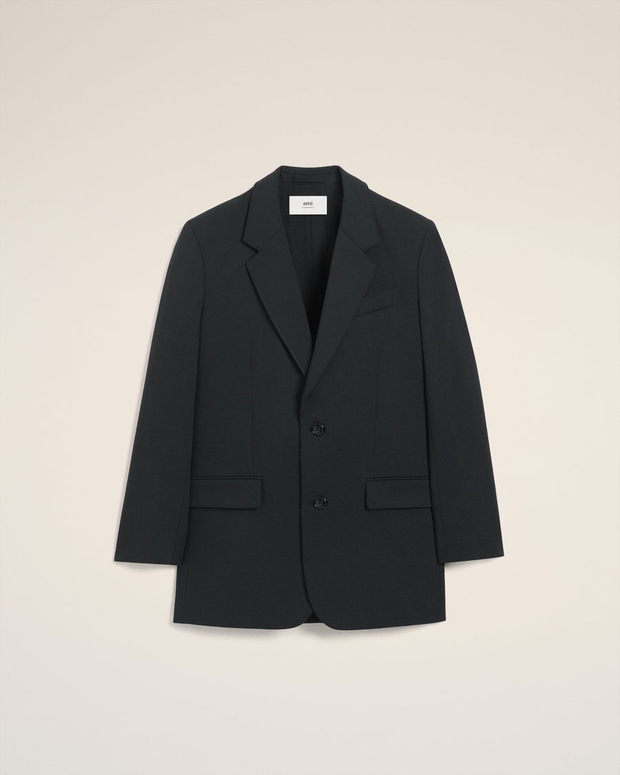Black  Wool Loose Double Breasted Jacket