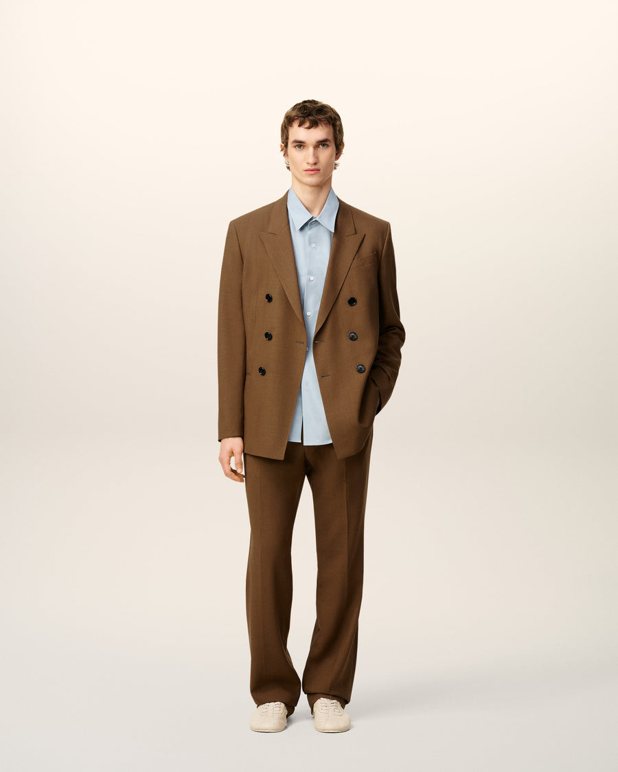 Brown Wool Double Breasted Jacket