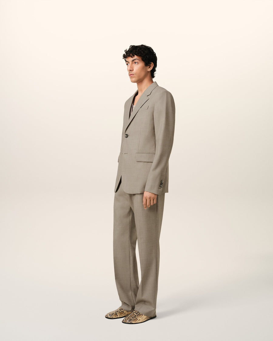 Beige Wool Two Buttons Jacket