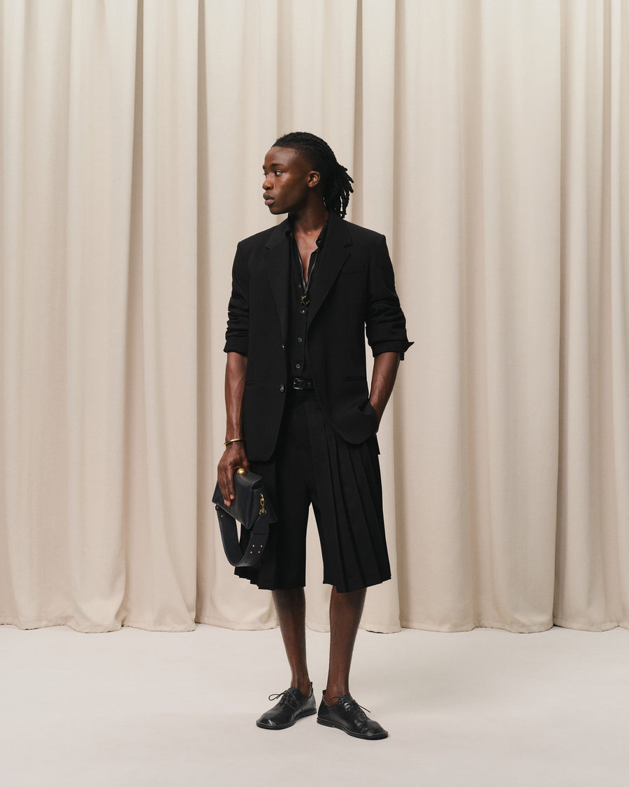 Black Wool Semi-Lined Jacket