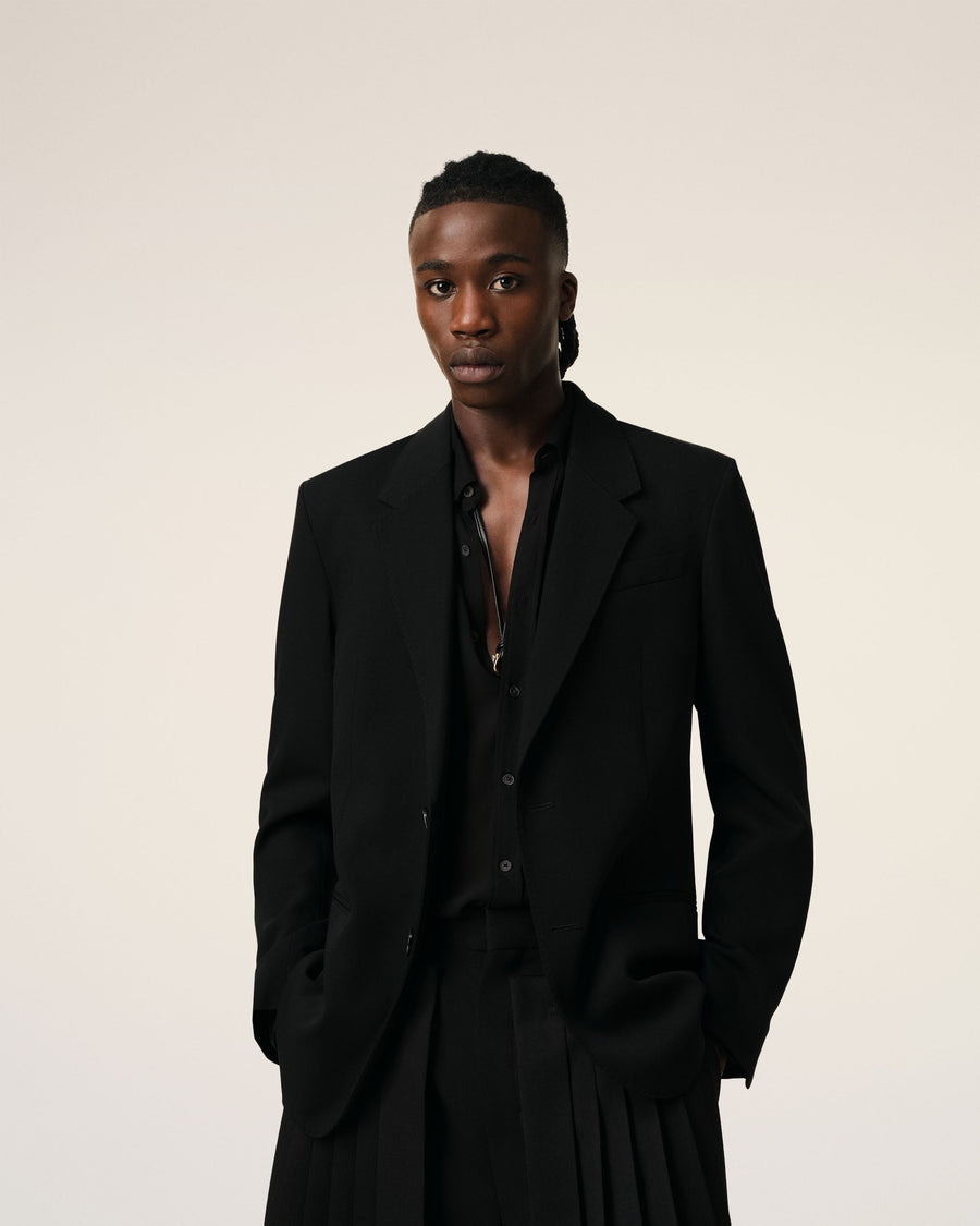 Black Wool Semi-Lined Jacket