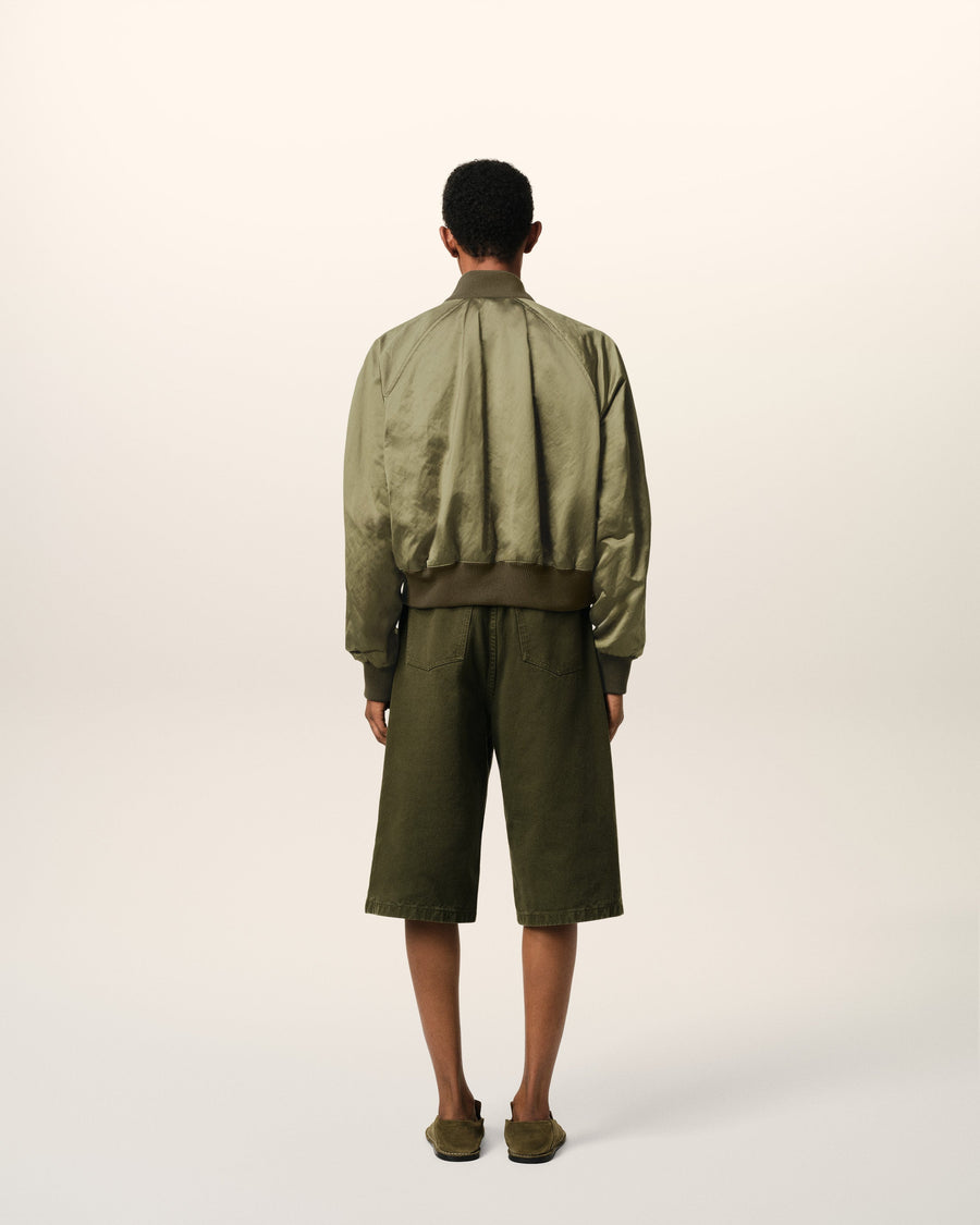 Green Cotton Satin Ami de Coeur Bomber