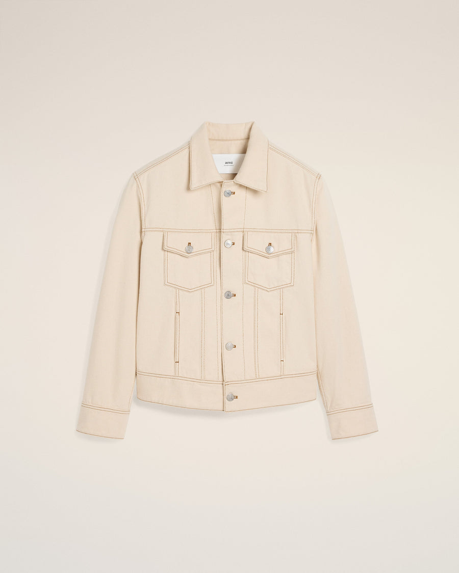 Beige Cotton Ami Paris Trucker Jacket