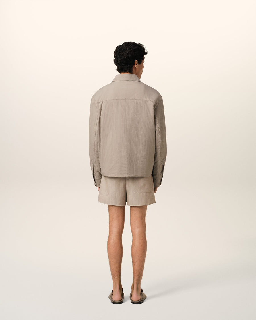 Beige Canvas Padded Ami de Coeur Overshirt