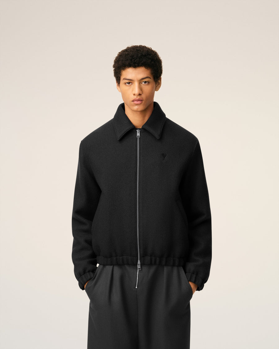 Black Cotton Ami De Coeur Padded Zipped Jacket