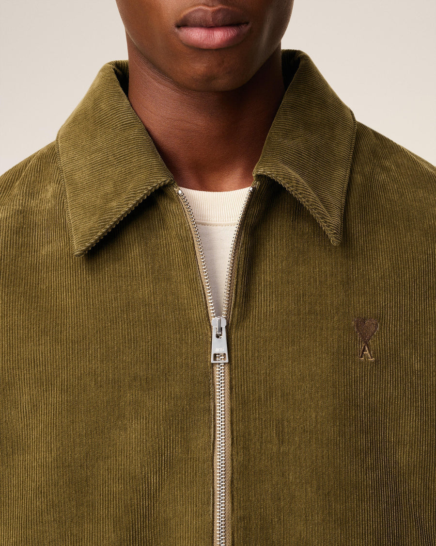 Green Cotton Ami De Coeur Padded Zipped Jacket
