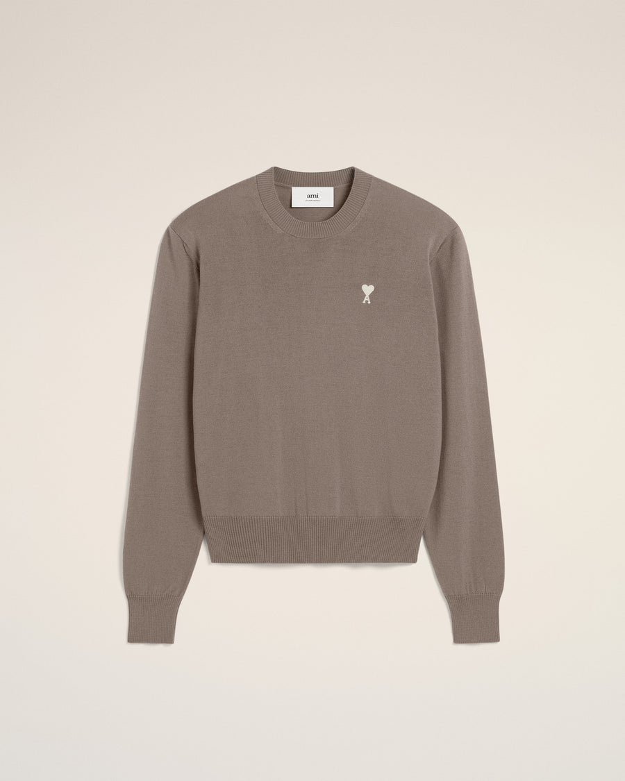 Beige Wool Ami de Coeur Crew Neck Sweater