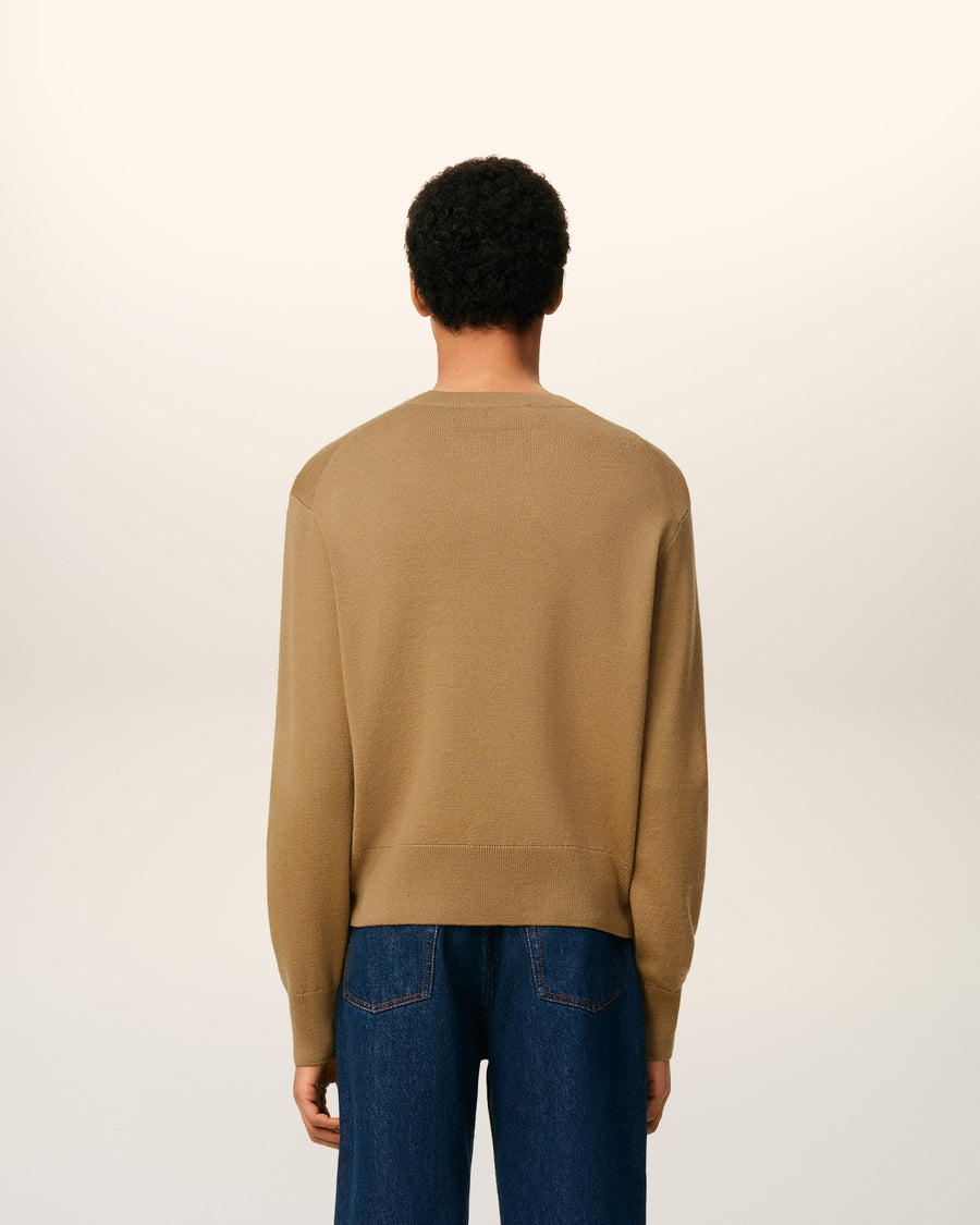Brown Wool Ami De Coeur Crewneck Sweater