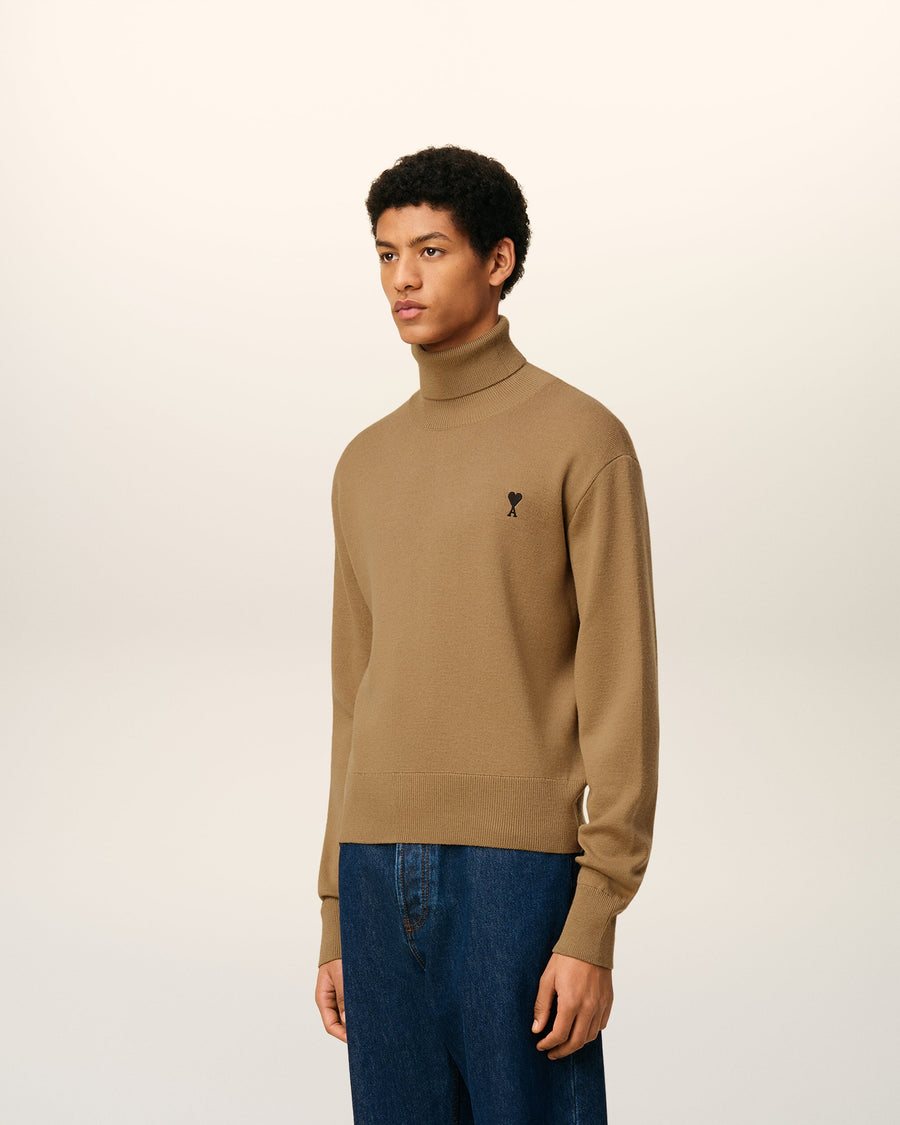 Brown Wool Ami De Coeur Turtle Neck Sweater