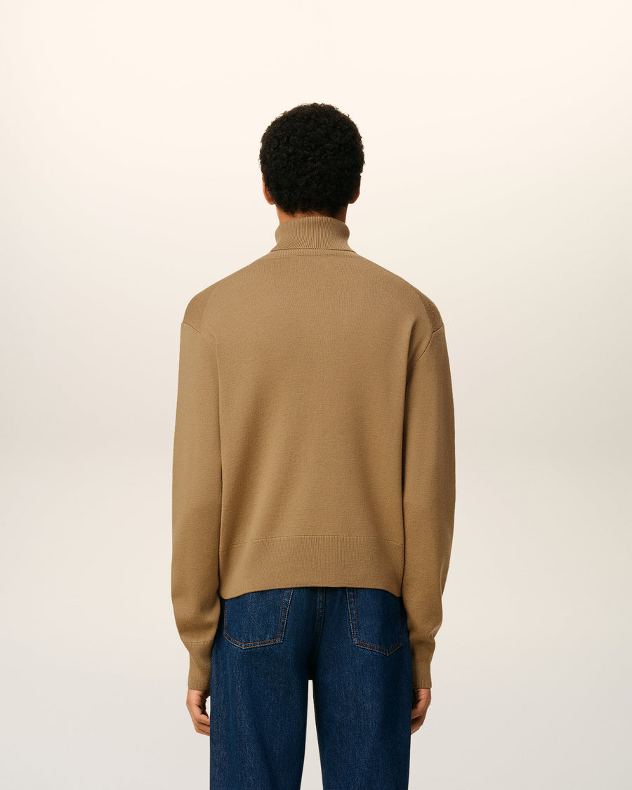 Brown Wool Ami De Coeur Turtle Neck Sweater