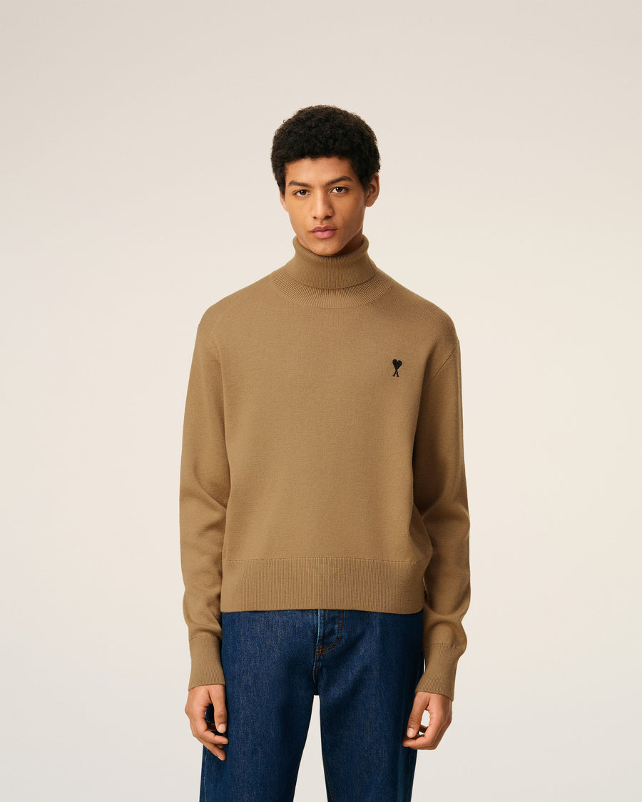Brown Wool Ami De Coeur Turtle Neck Sweater