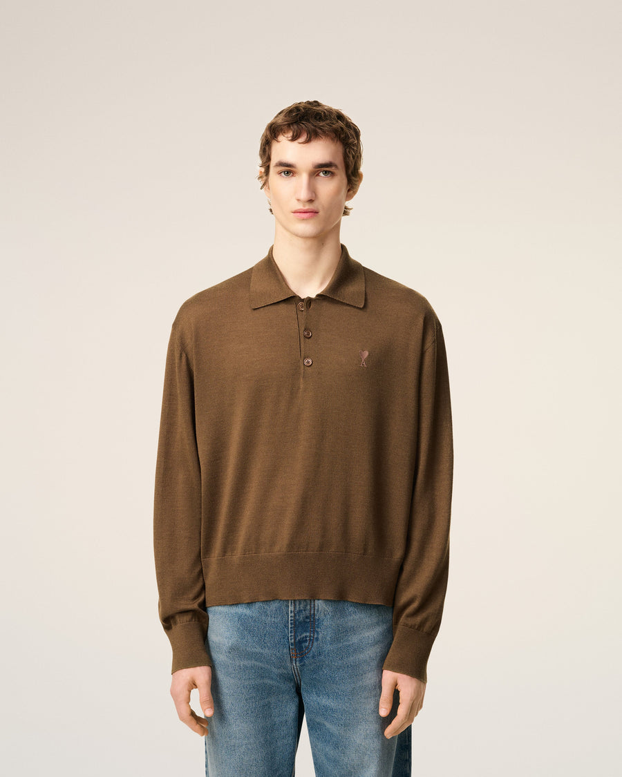 Brown Wool Ami De Coeur Polo