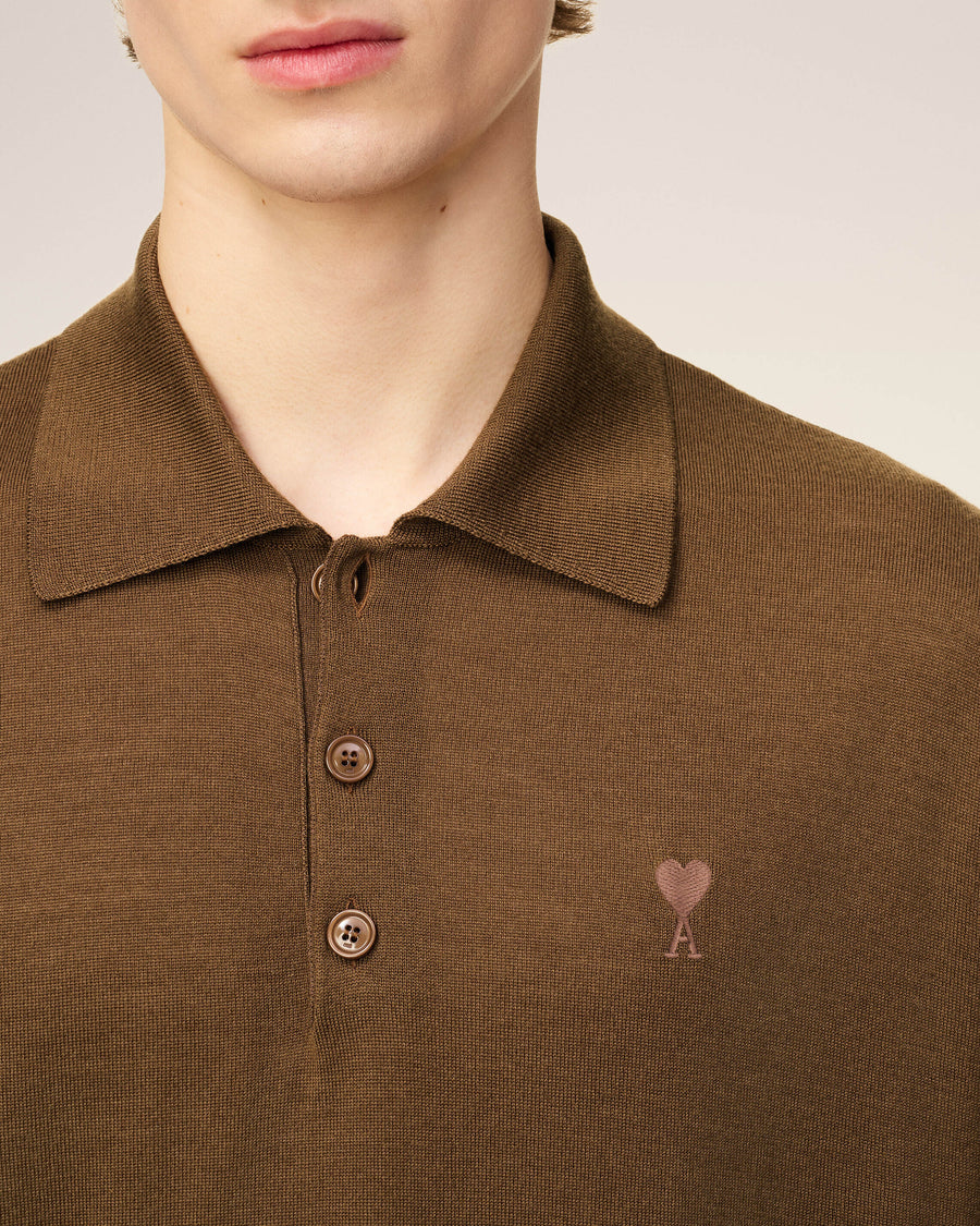 Brown Wool Ami De Coeur Polo