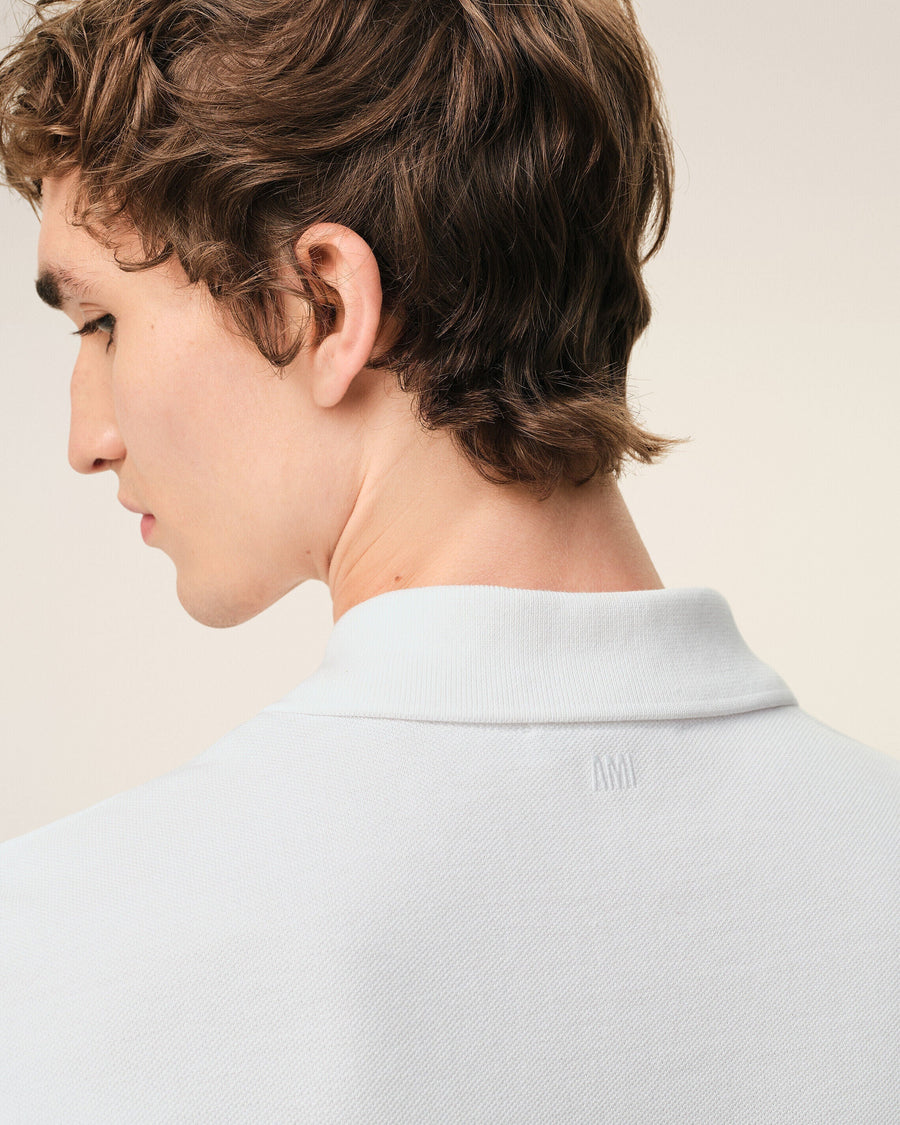 White Cotton Short Sleeves Ami De Coeur Polo Shirt