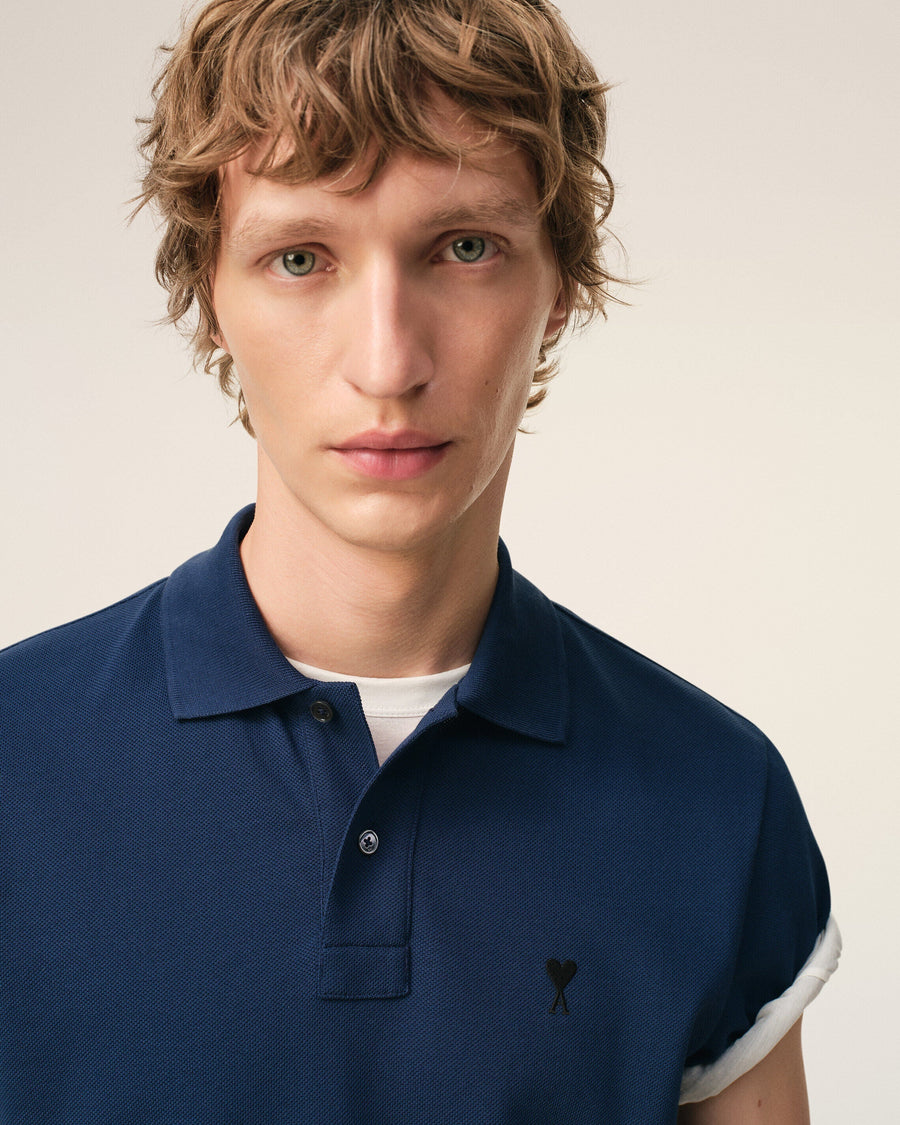 Blue Cotton Short Sleeves Ami De Coeur Polo Shirt