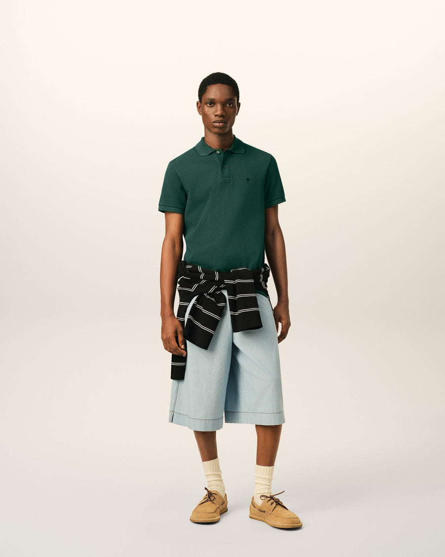 Green cotton polo with Ami de Coeur