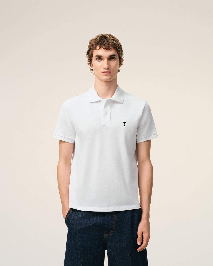 White Cotton Short Sleeves Ami De Coeur Polo Shirt