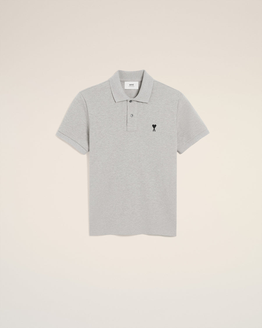 Grey Cotton Contrasted Ami De Coeur Polo Shirt