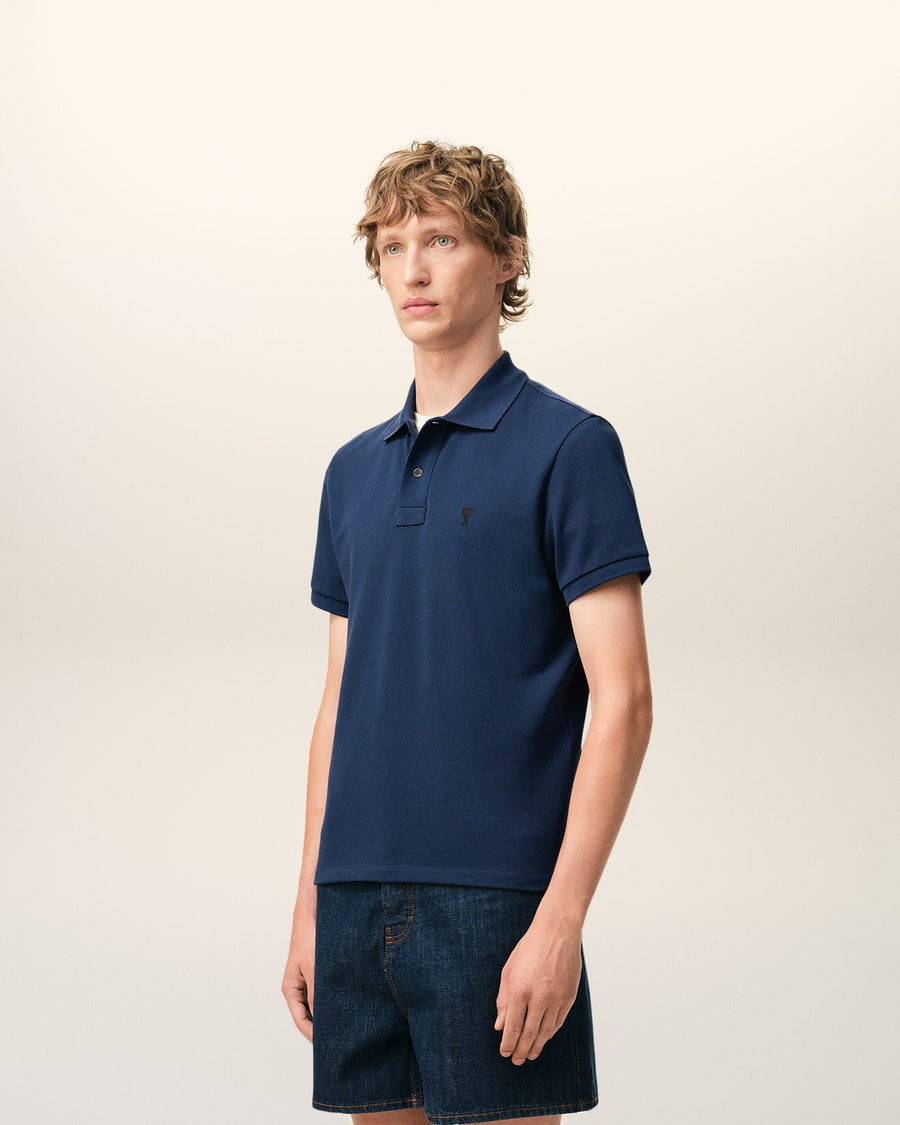 Blue Cotton Short Sleeves Ami De Coeur Polo Shirt