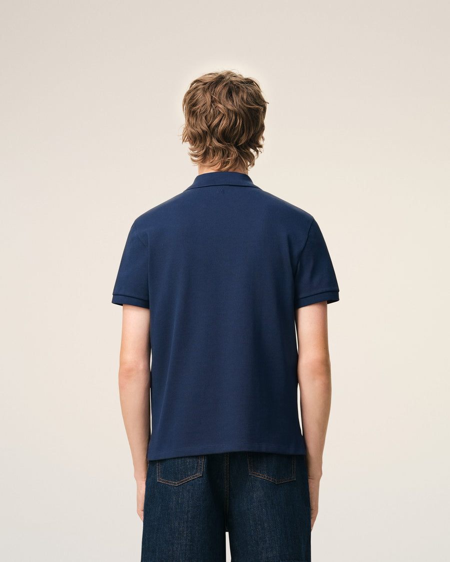 Blue Cotton Short Sleeves Ami De Coeur Polo Shirt