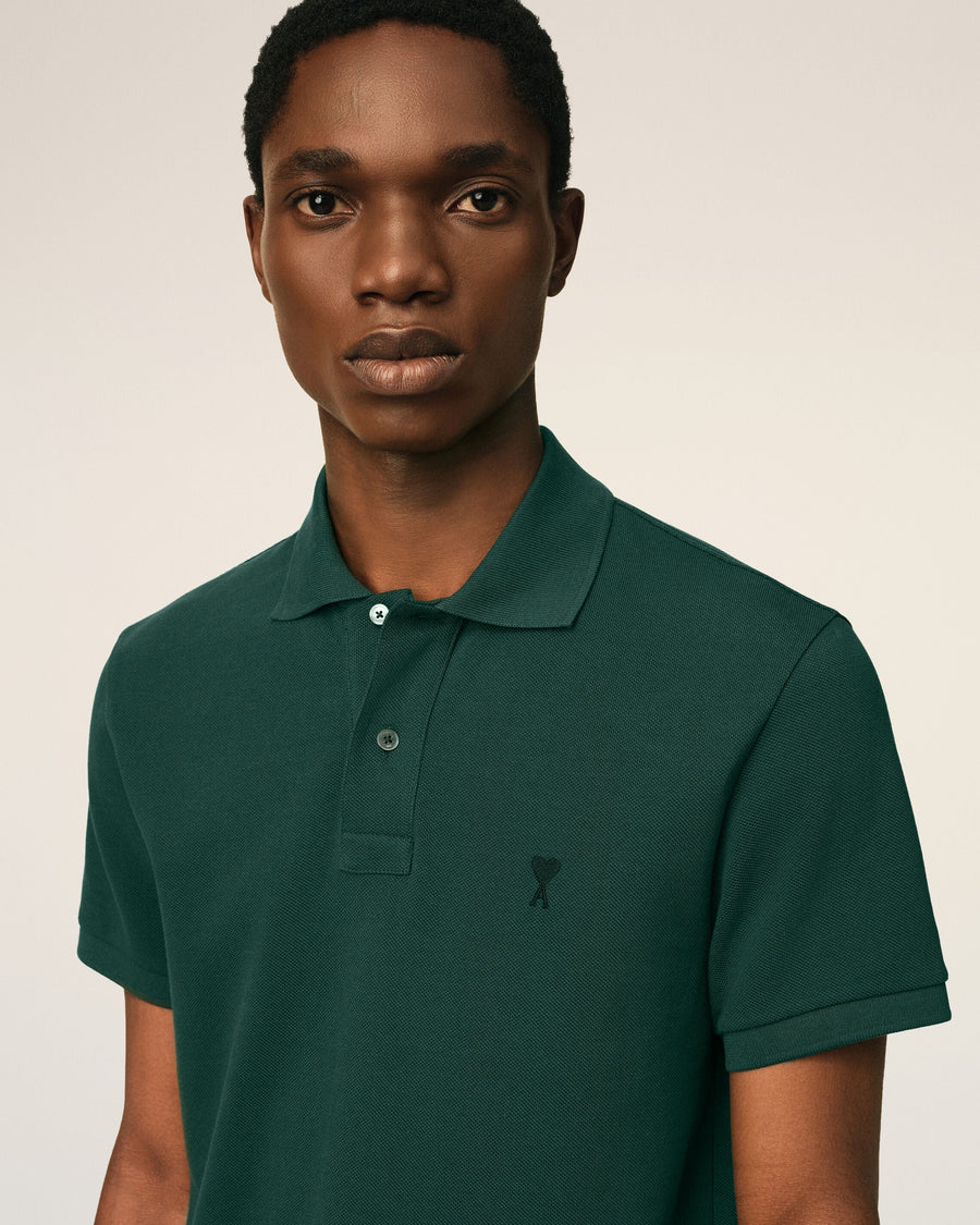 Green cotton polo with Ami de Coeur