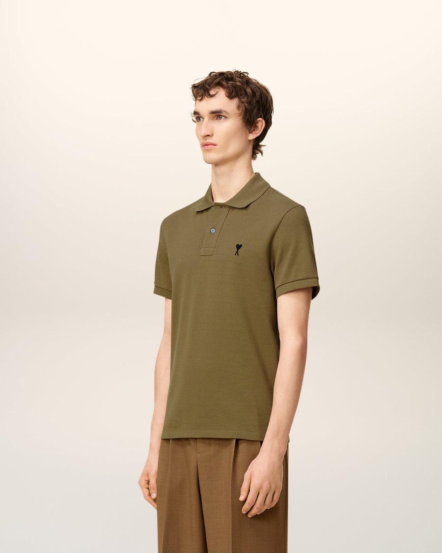 Green Cotton Contrasted Ami De Coeur Polo Shirt