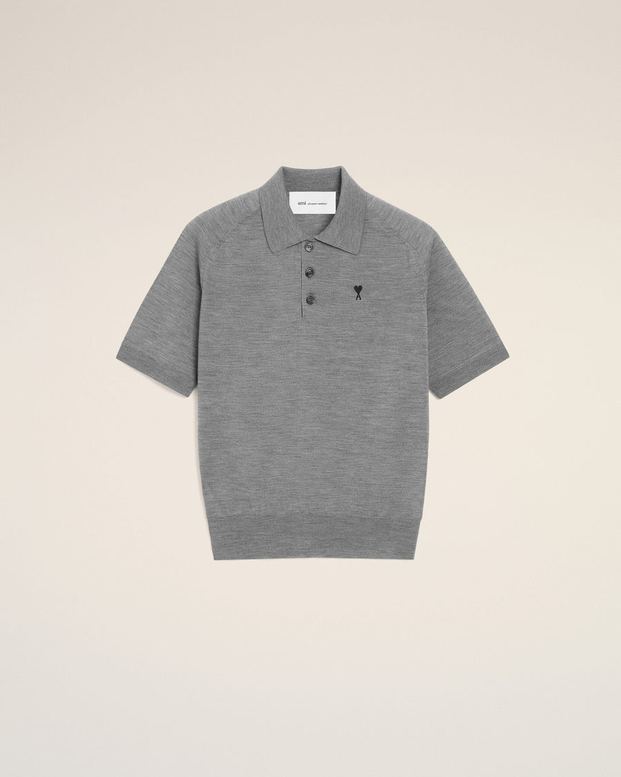 Grey Wool Short Sleeves Ami De Coeur Polo