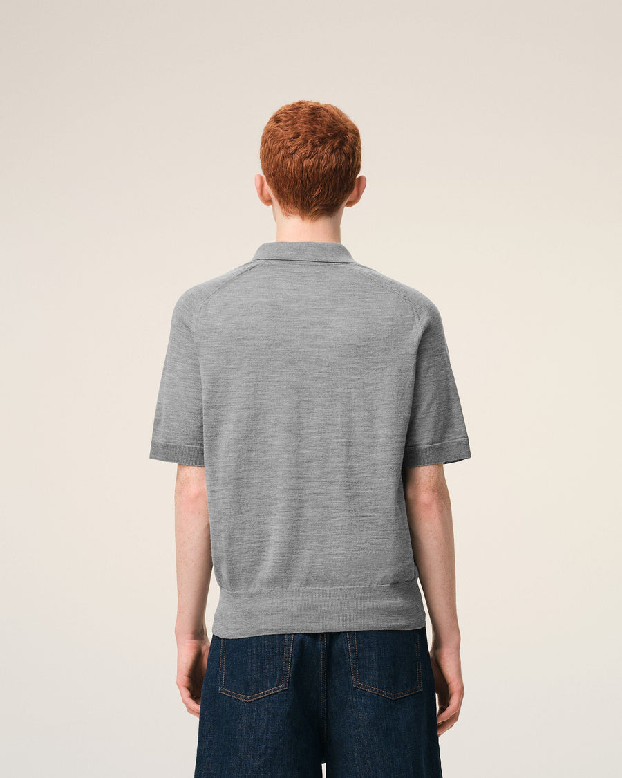 Grey Wool Short Sleeves Ami De Coeur Polo