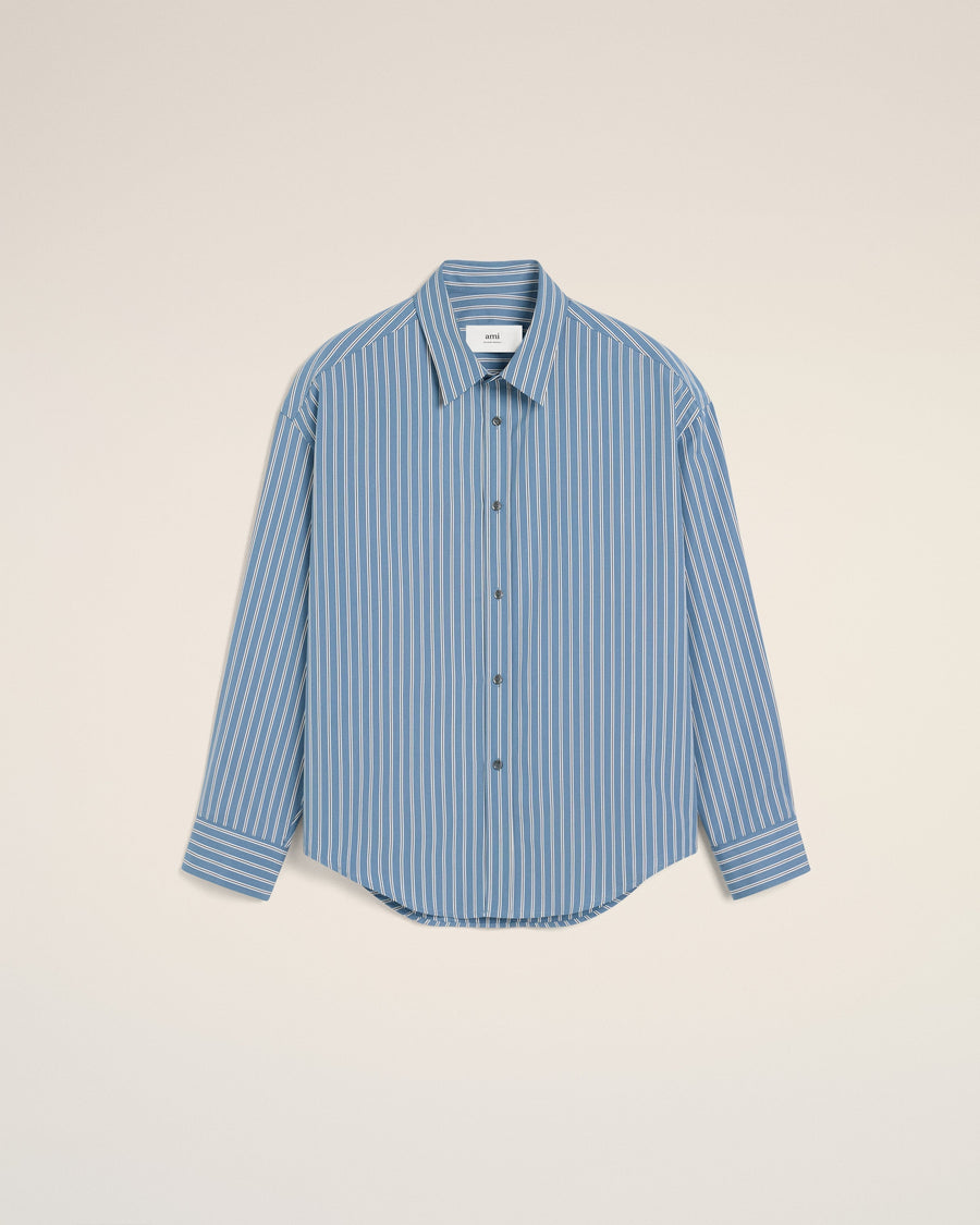 Blue Cotton Boxy Fit Shirt