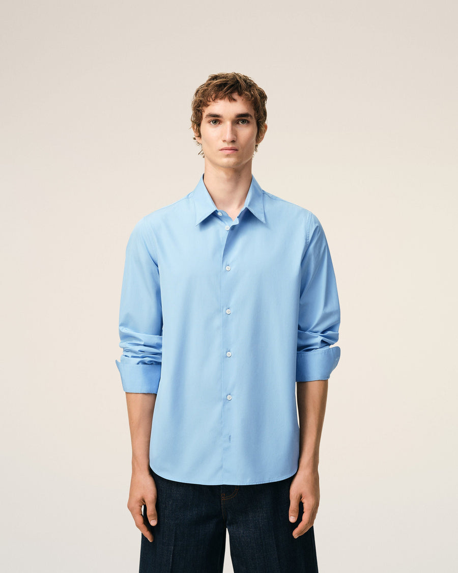 Blue Cotton Tailor Embroidered Ami De Coeur Shirt