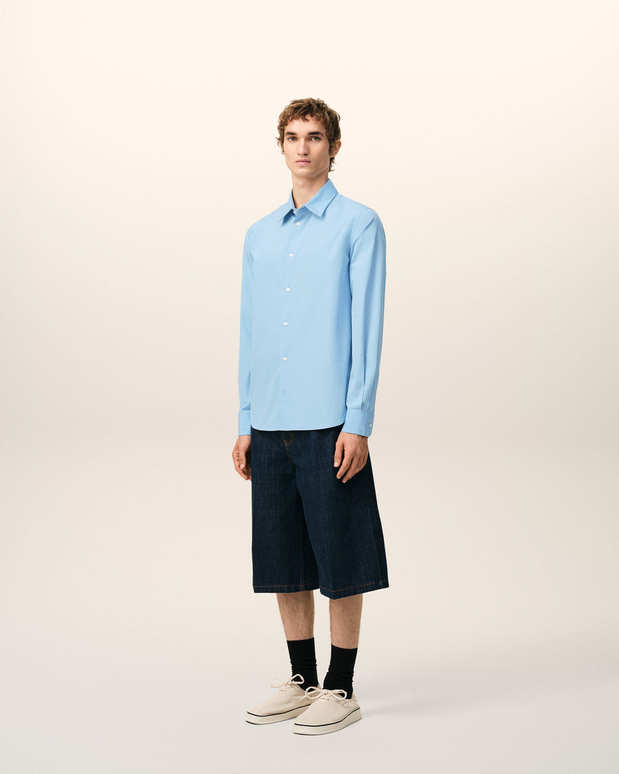 Blue Cotton Tailor Embroidered Ami De Coeur Shirt