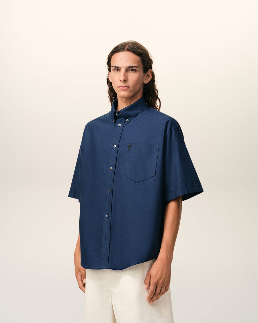 Blue Cotton Boxy Embroidered Ami De Coeur