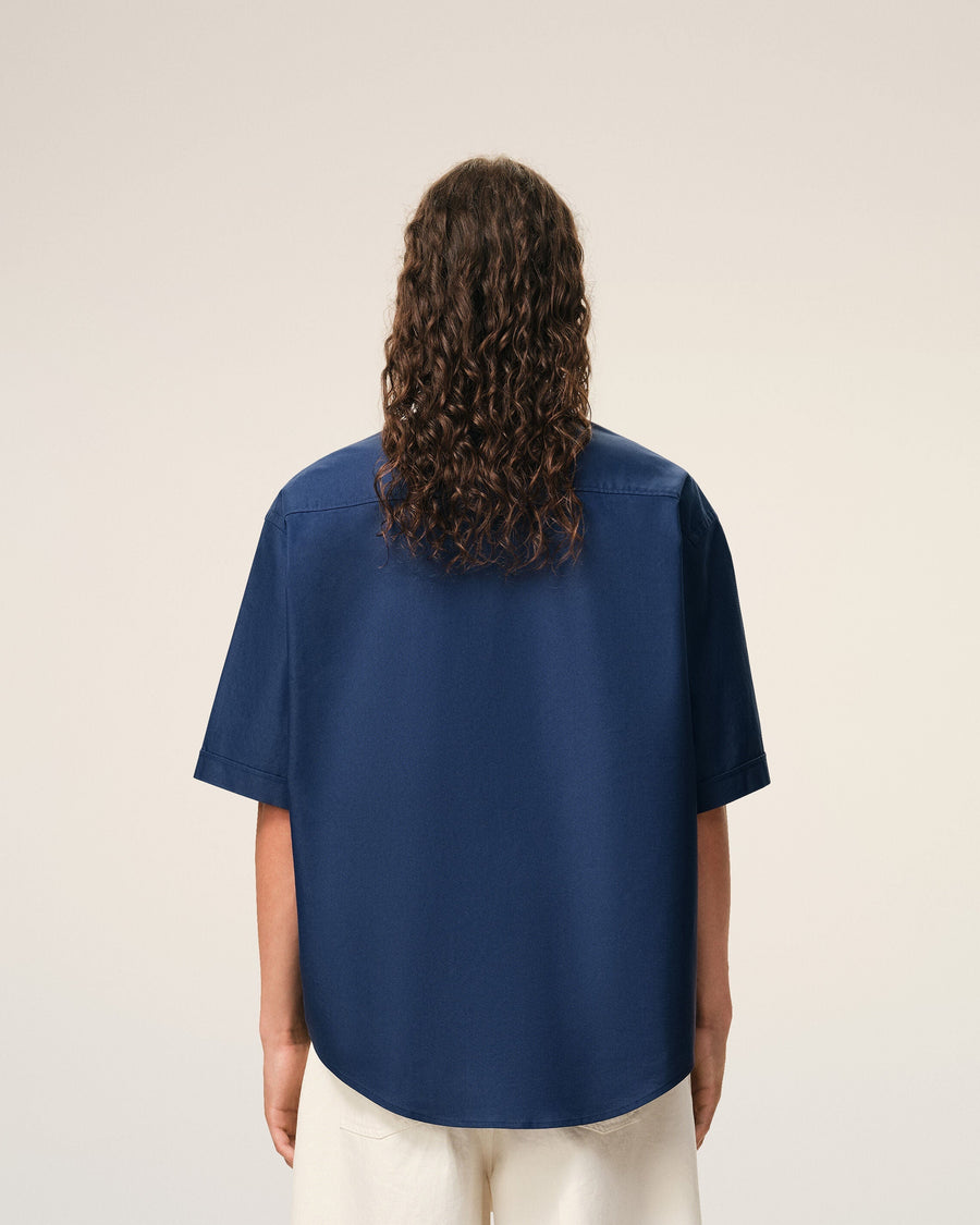Blue Cotton Boxy Embroidered Ami De Coeur