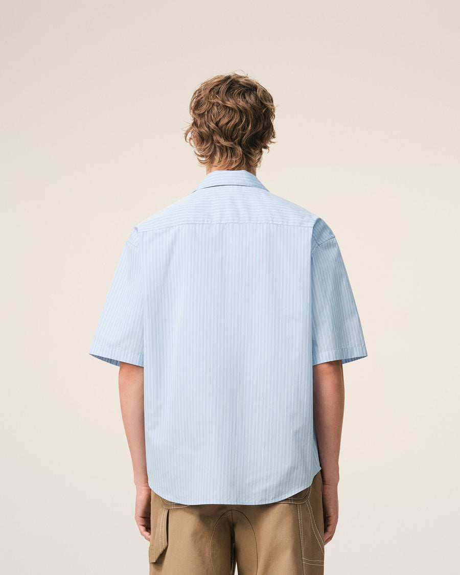 Blue Cotton Short Sleeve Ami De Coeur Boxy Shirt