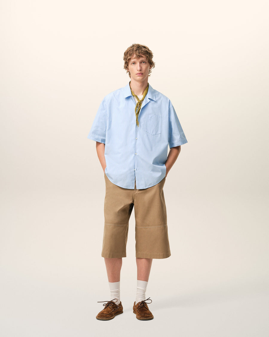 Blue Cotton Short Sleeve Ami De Coeur Boxy Shirt