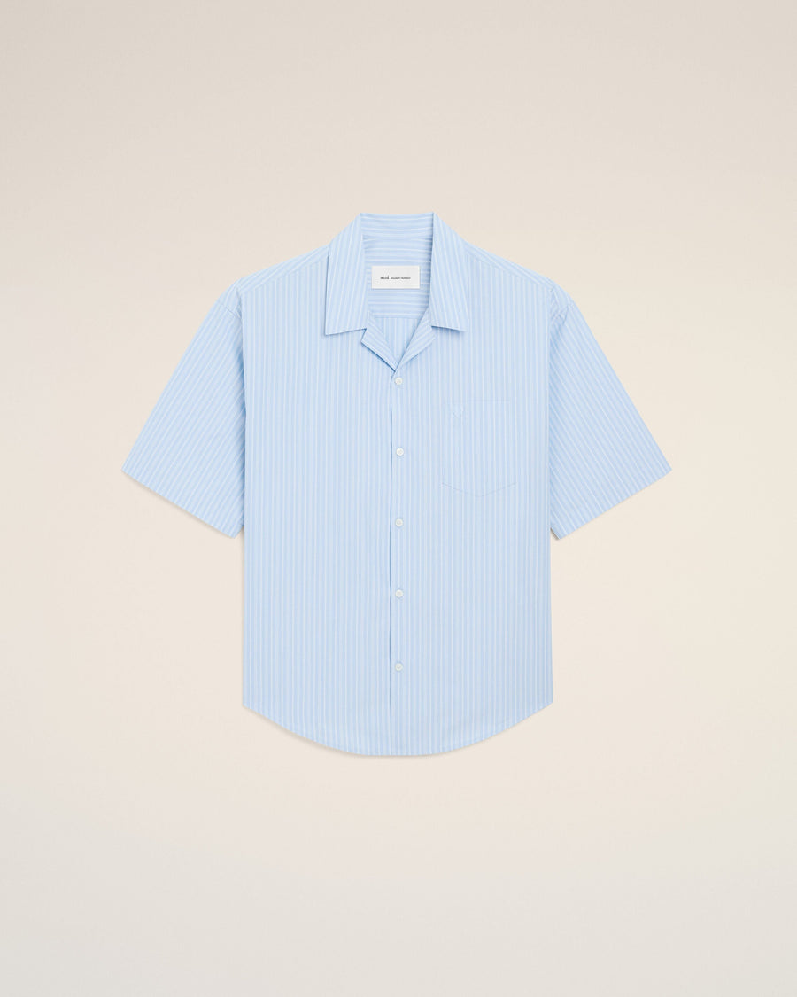 Blue Cotton Short Sleeve Ami De Coeur Boxy Shirt