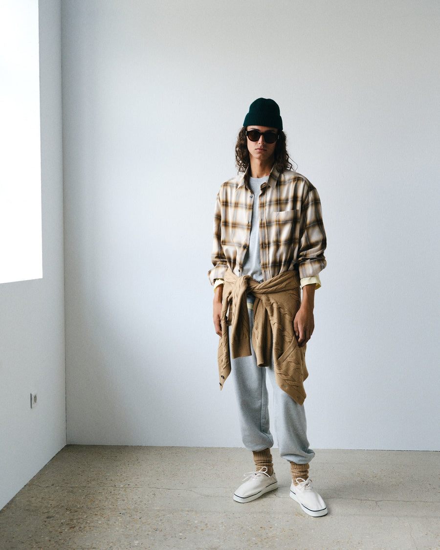 Boxy Beige Checkered Shirt Ami De Coeur In Canvas