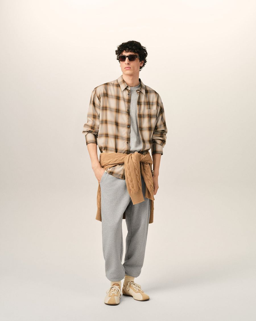 Boxy Beige Checkered Shirt Ami De Coeur In Canvas