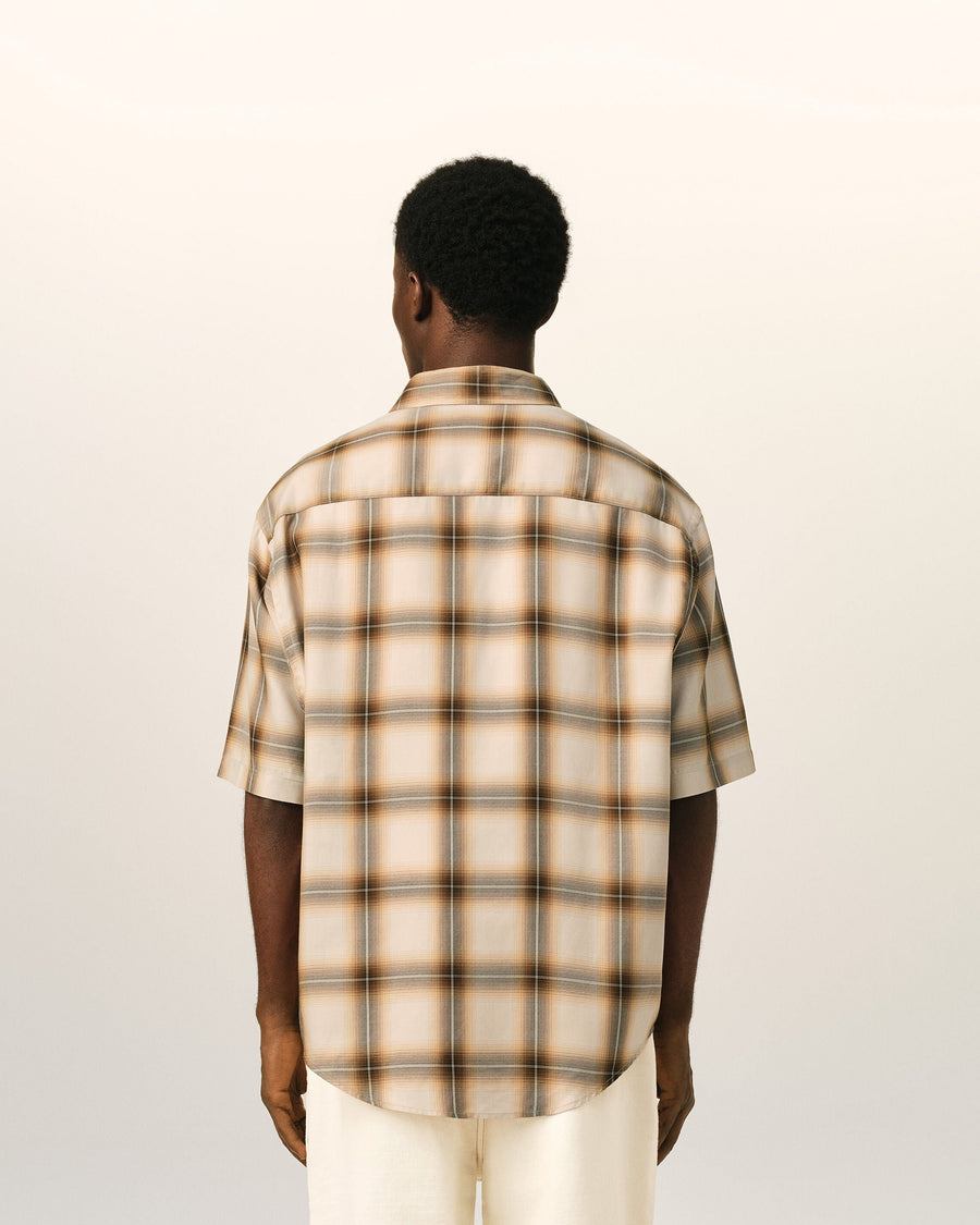 Boxy Beige Checkered Shirt Ami De Coeur In Canvas