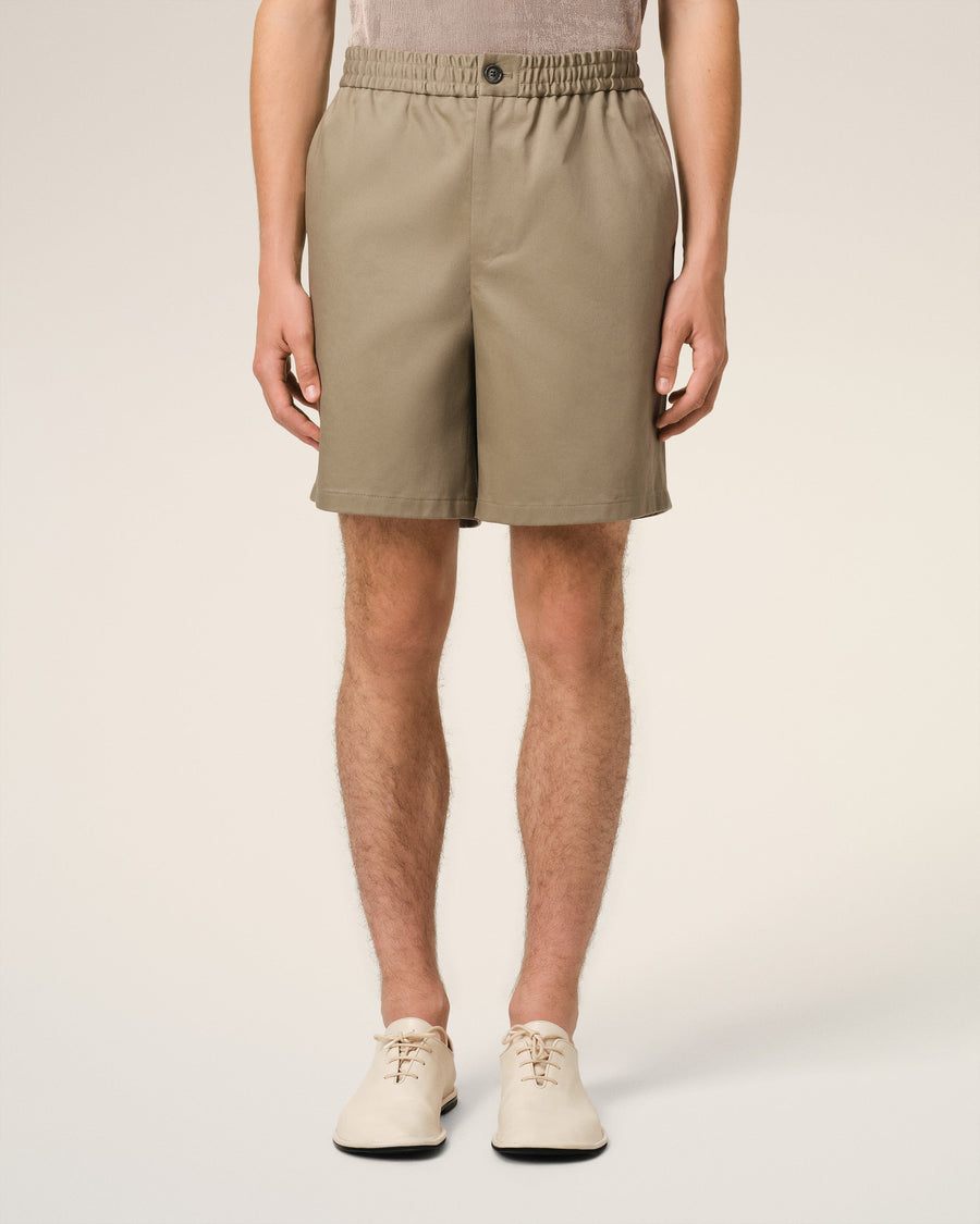 Green Cotton Elasticated Waist Shorts