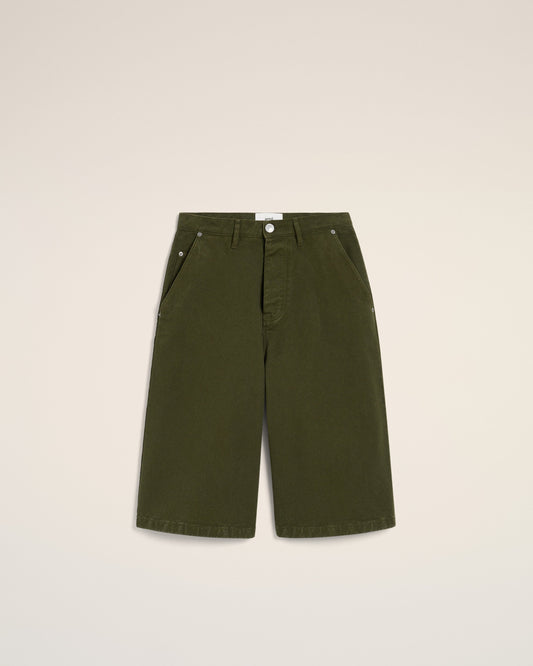 Green Cotton Wide Fit Bermuda Short