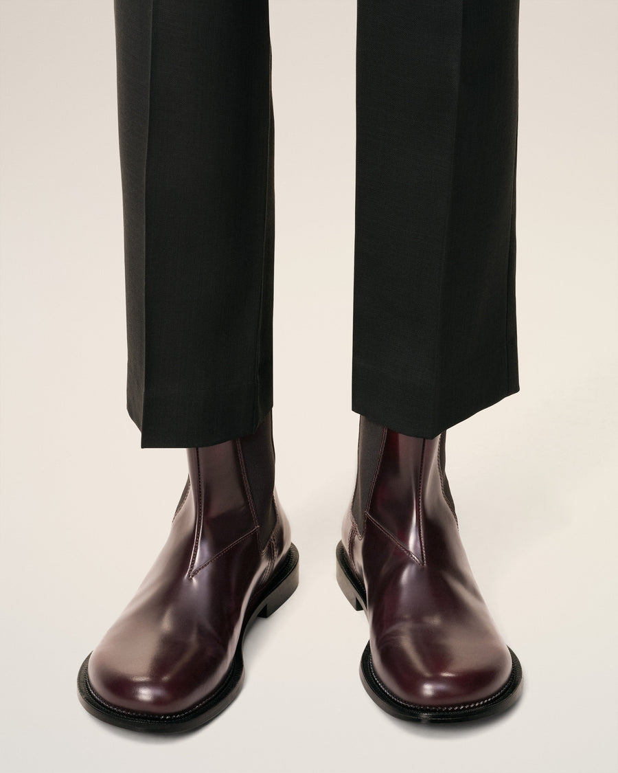 Burgundy Leather Anatomical Toe Chelsea Boots