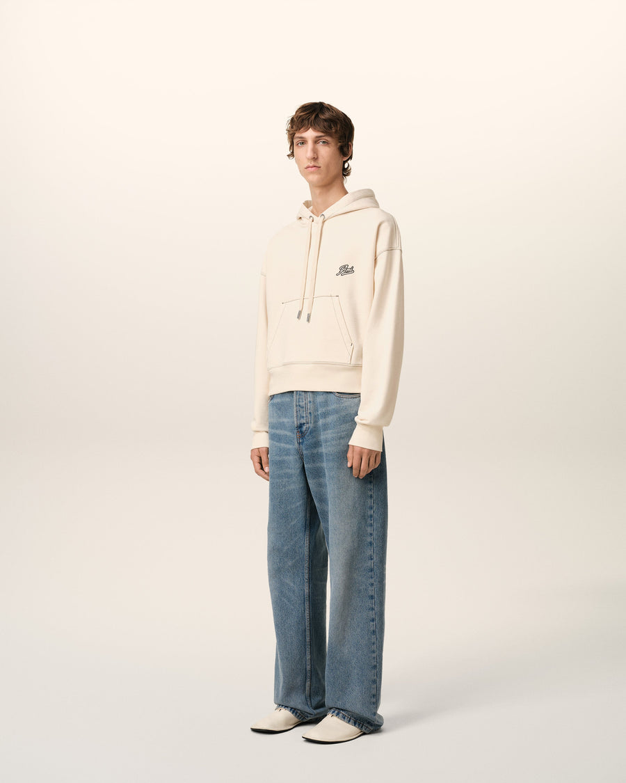 Beige Cotton Hoodie Ami Signature