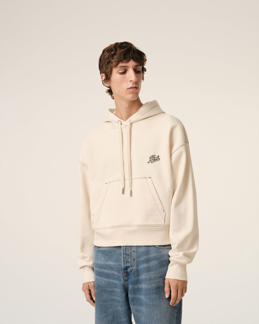 Beige Cotton Hoodie Ami Signature