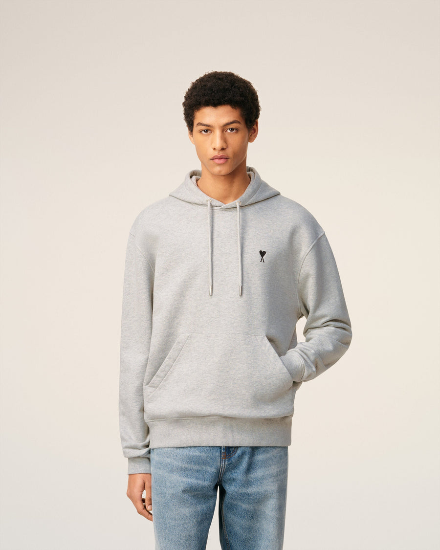 Grey Cotton Contrasted Ami De Coeur Hoodie