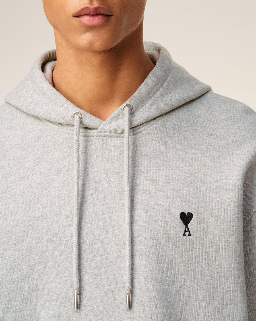 Grey Cotton Contrasted Ami De Coeur Hoodie
